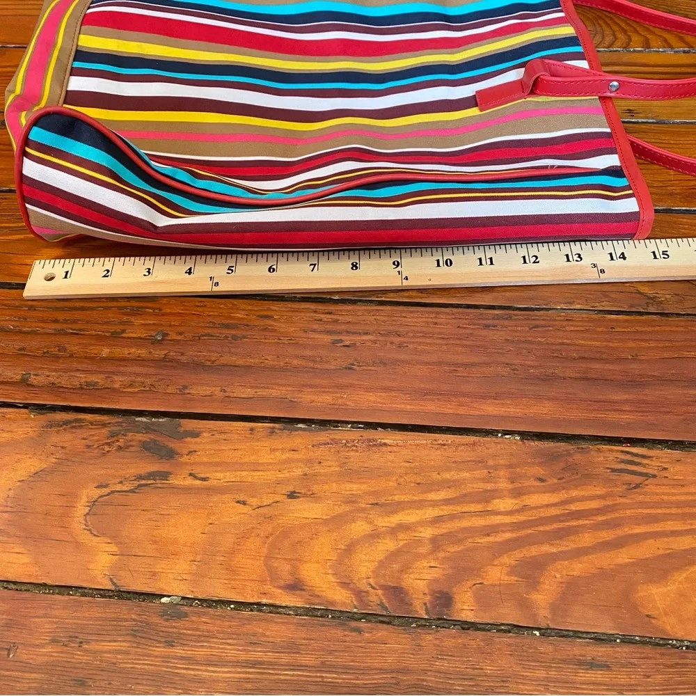 90’s Lancôme Striped Red Shoulder Tote